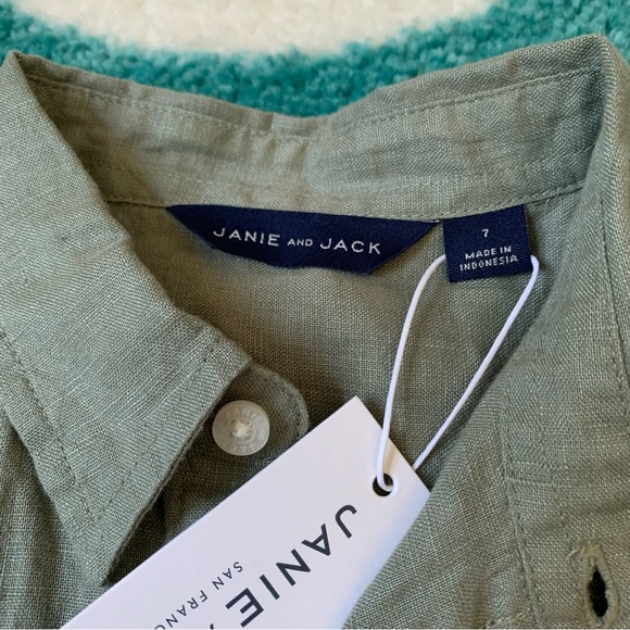 NWT -  Janie and Jack Linen Shirt (Sage) Size 7 - Picture 5 of 7